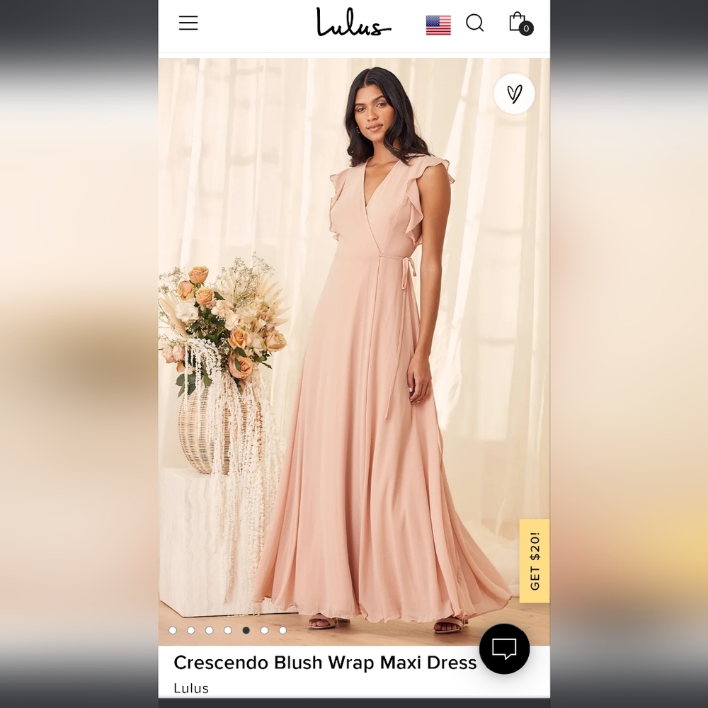 Lulu's XS Maxi Wrap Long Flowing Soft blush Pink Dress New with Tags Crescendo